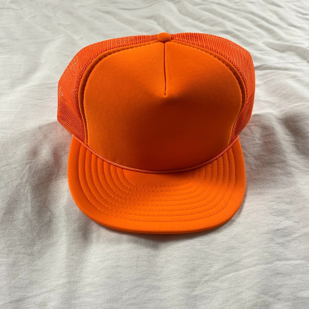 Men Trucker Hat Mesh Foam Cap Snapback Baseball Adjustable Plain Bright Orange